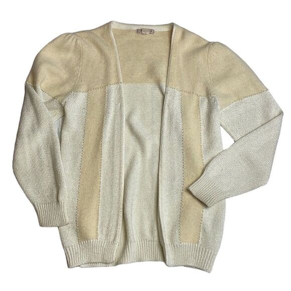 60s Vintage Giorgi Angora and pearl knit cream open sweater small - Picture 1 of 6